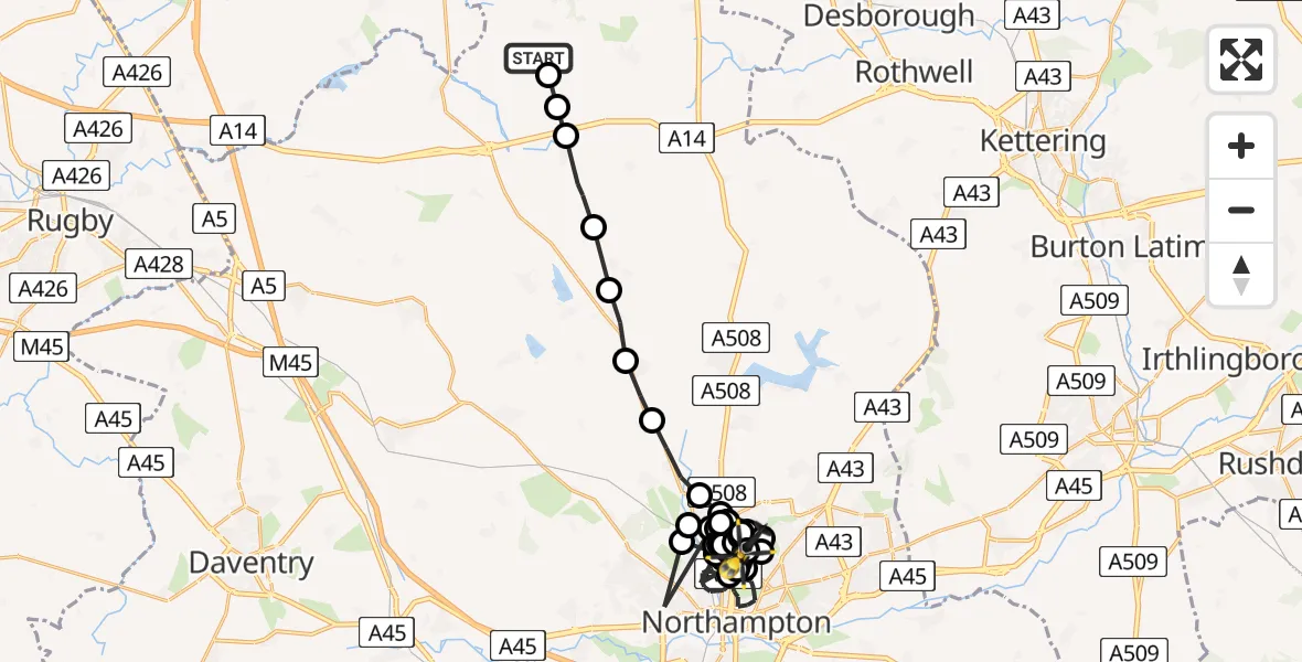Flight route map: Police Helicopter to Kingsland Avenue