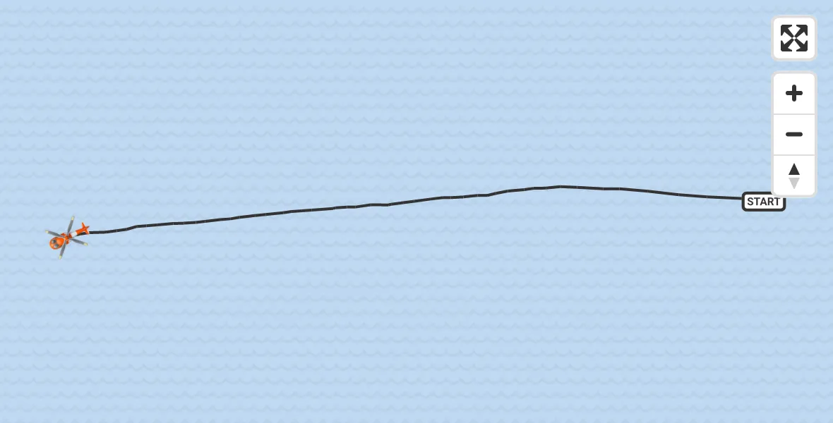 Flight route map: Coastguard Helicopter to English Channel, English Channel
