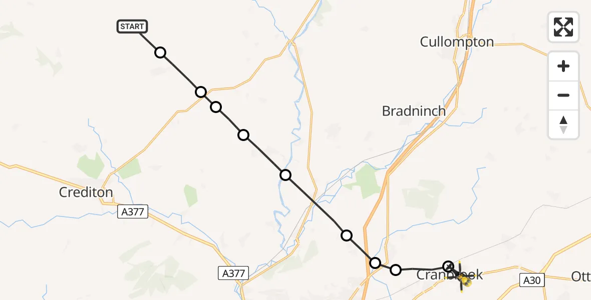 Routekaart van de vlucht: Police Helicopter to Cranbrook, Broad Park