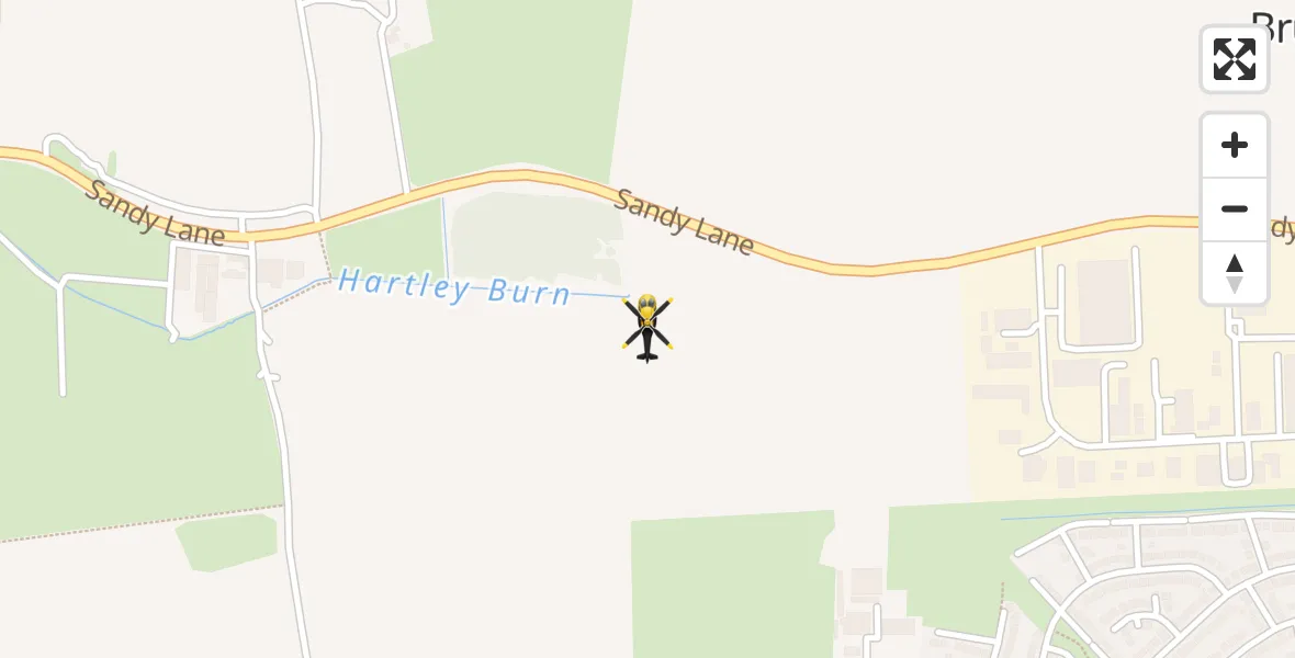 Flight route map: Police Helicopter to Dinnington, Sandy Lane