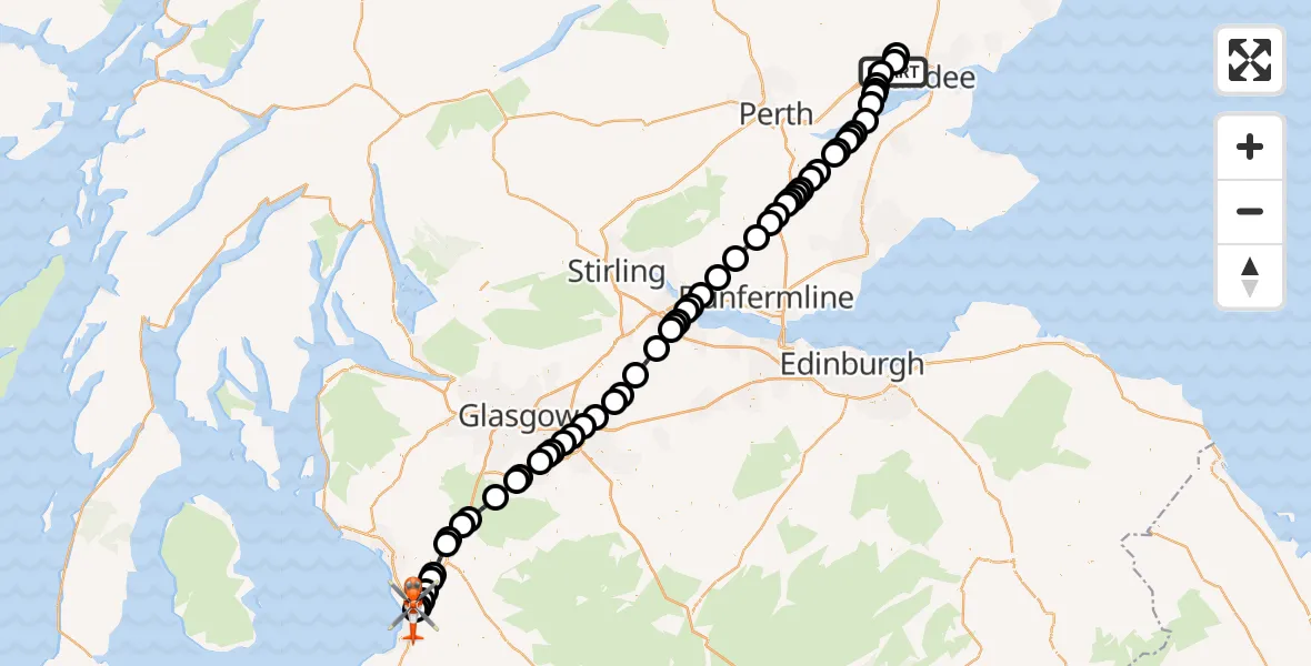Routekaart van de vlucht: Coastguard Helicopter to Glasgow Prestwick Airport, Glasgow Prestwick Airport