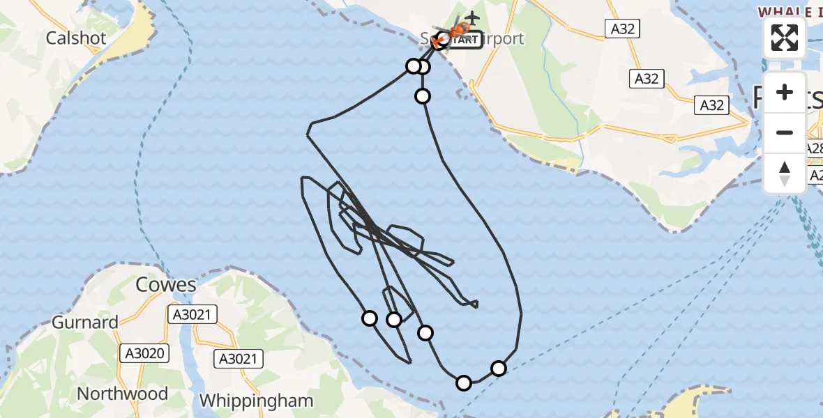 Routekaart van de vlucht: Coastguard Helicopter to Solent Airport