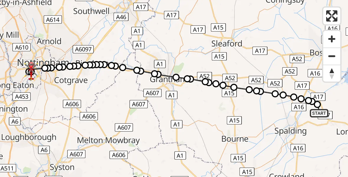 Routekaart van de vlucht: Air Ambulance Helicopter to Beeston, Summer Crescent