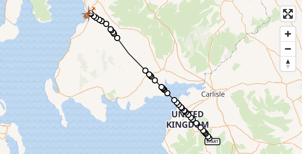Routekaart van de vlucht: Coastguard Helicopter to Glasgow Prestwick Airport, Glasgow Prestwick Airport