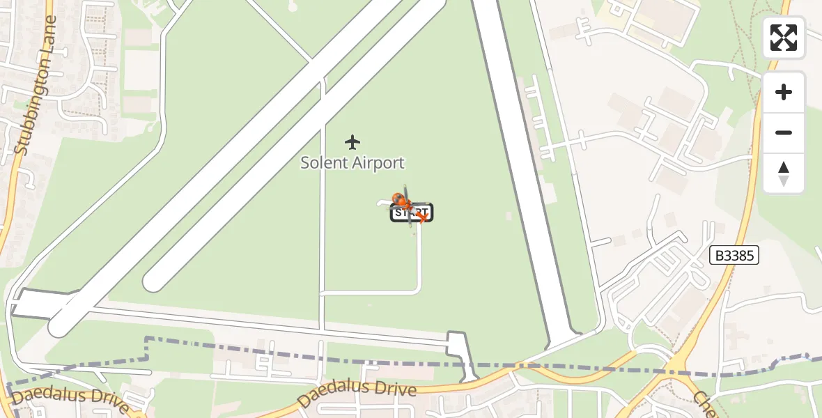 Flight path map showing Coastguard Helicopter route from Solent Airport to Solent Airport