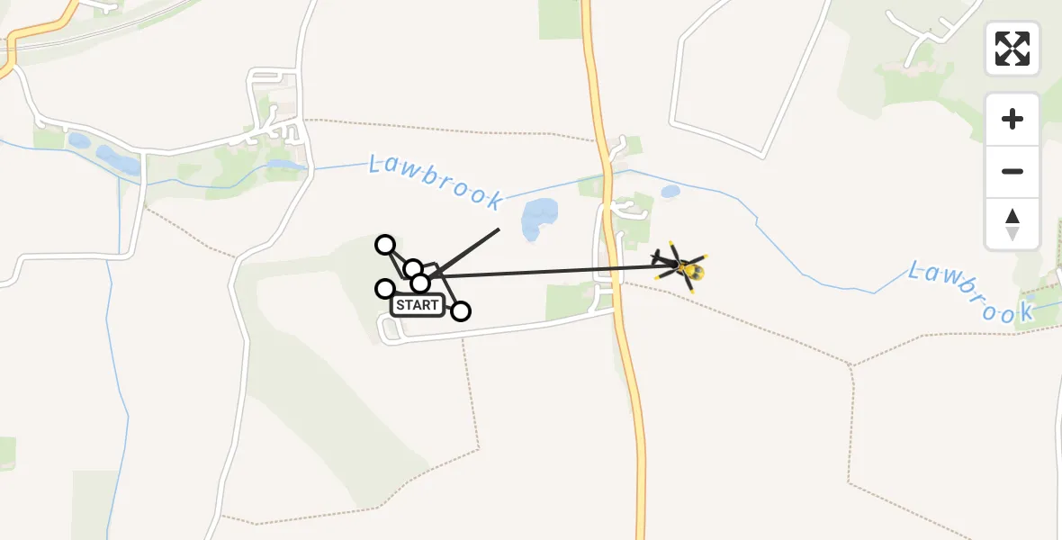 Flight route map: Police Helicopter to Shere, Hound House Road