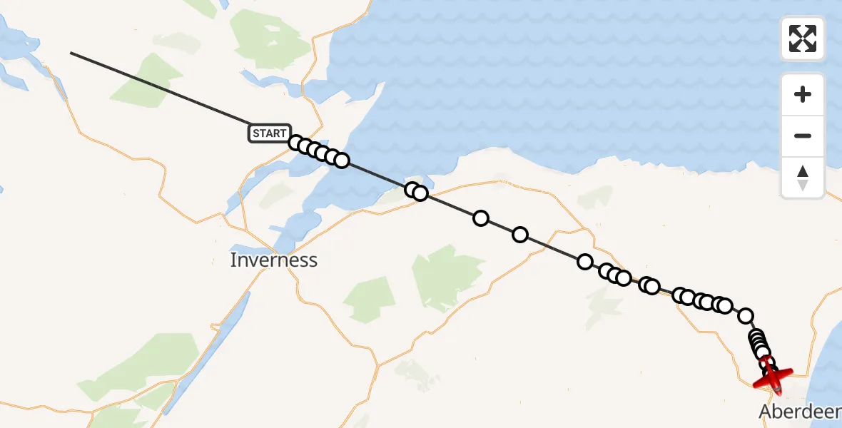 Flight route map: Air Ambulance Aircraft to Aberdeen City, Pitmedden Road