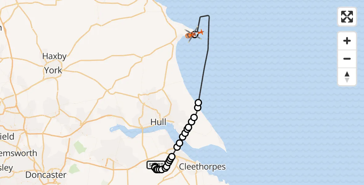 Routekaart van de vlucht: Coastguard Helicopter to Flamborough, Flamborough