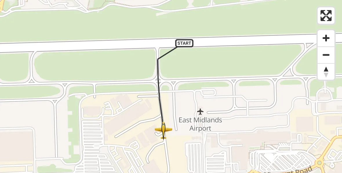 Flight route map: Police Aircraft to East Midlands Airport, East Midlands Airport
