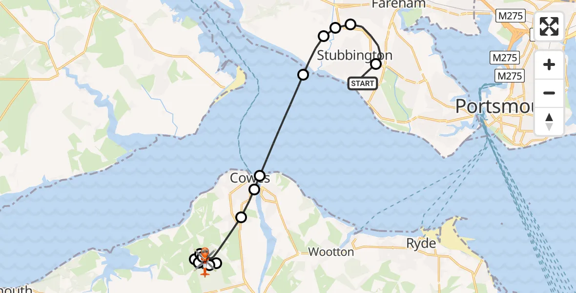 Flight route map: Coastguard Helicopter to Northwood, Noke Common Road