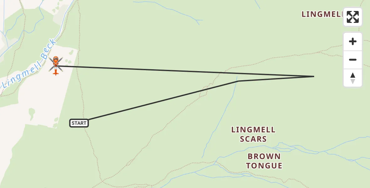 Flight route map: Coastguard Helicopter to Wasdale, Wasdale