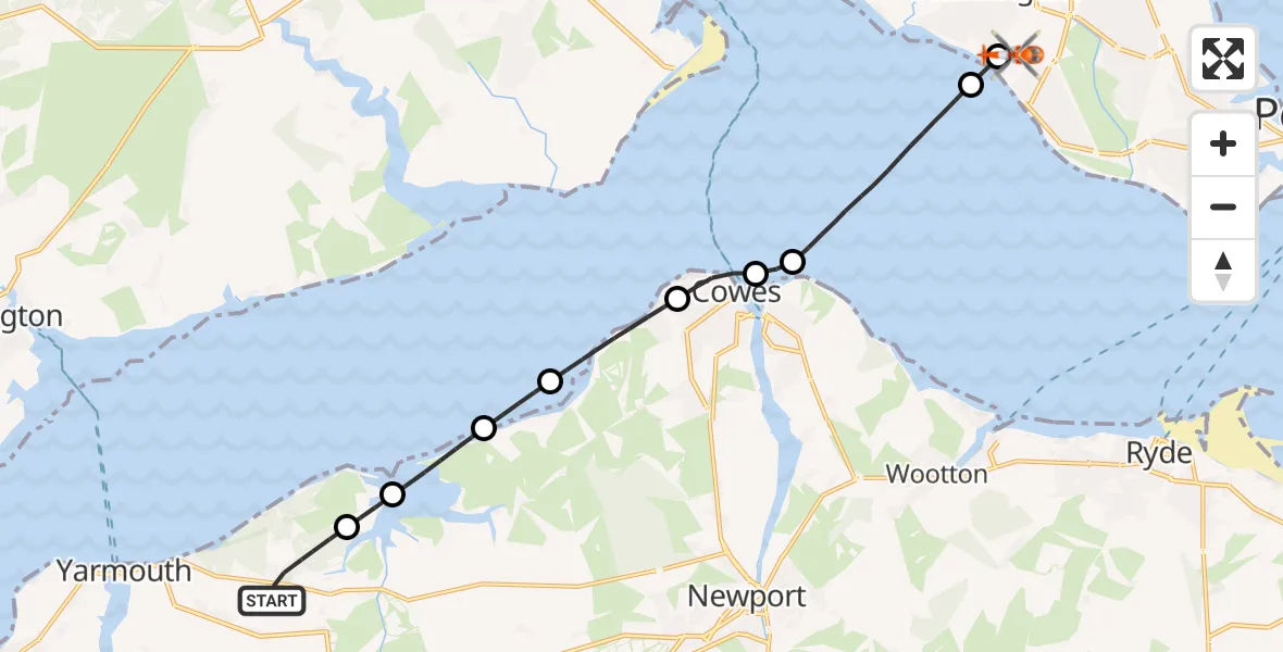 Routekaart van de vlucht: Coastguard Helicopter to Solent Airport, Solent Airport