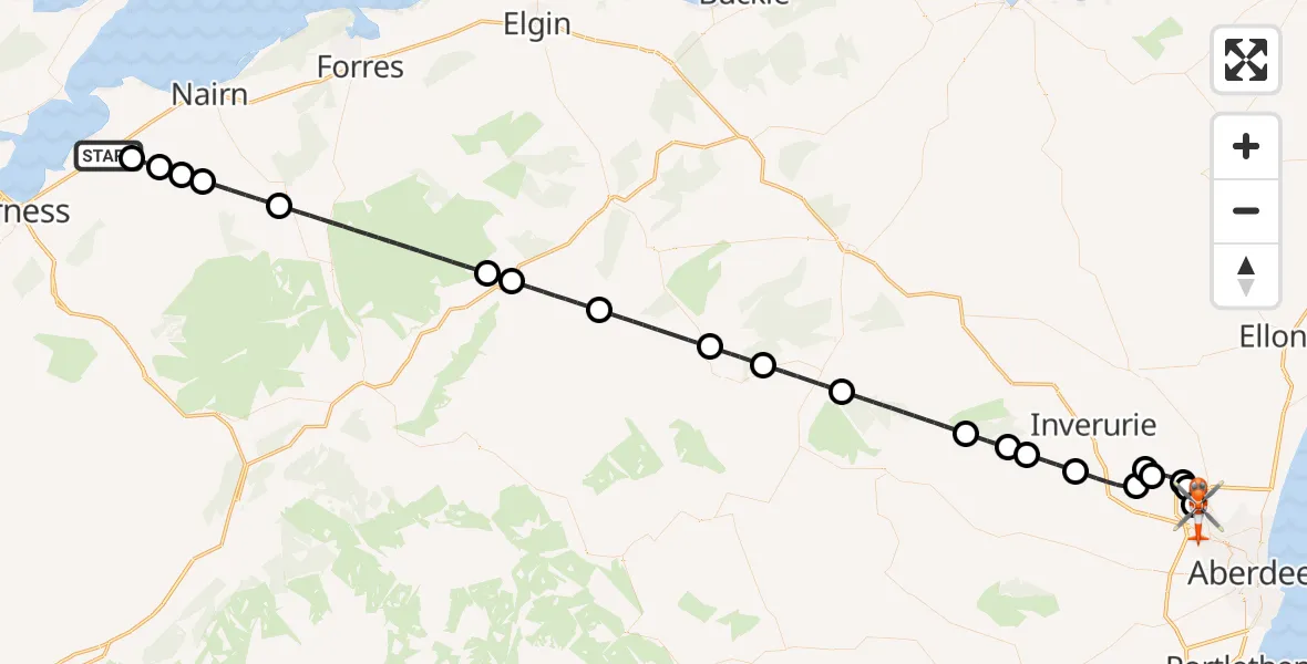Routekaart van de vlucht: Coastguard Helicopter to Aberdeen International Airport, Aberdeen International Airport