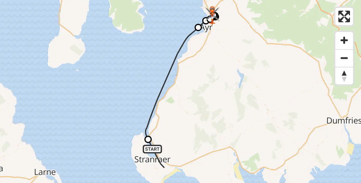 Routekaart van de vlucht: Coastguard Helicopter to Glasgow Prestwick Airport, Glasgow Prestwick Airport