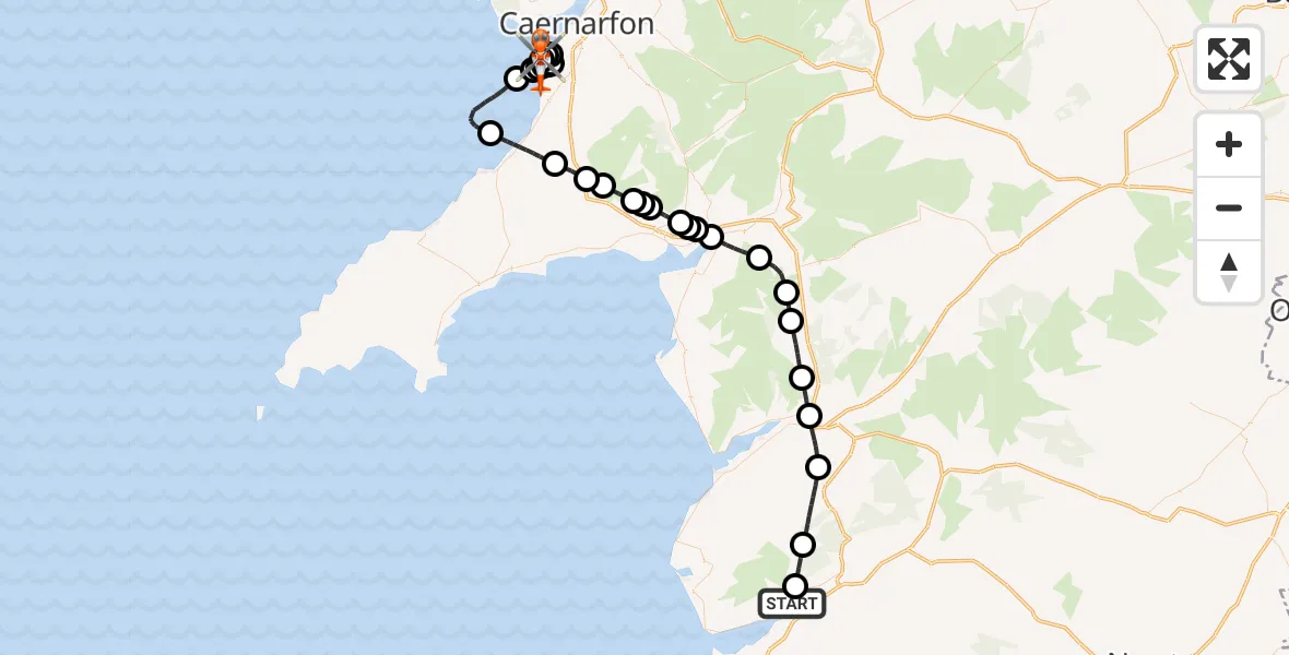 Routekaart van de vlucht: Coastguard Helicopter to Caernarfon Airport, Caernarfon Airport