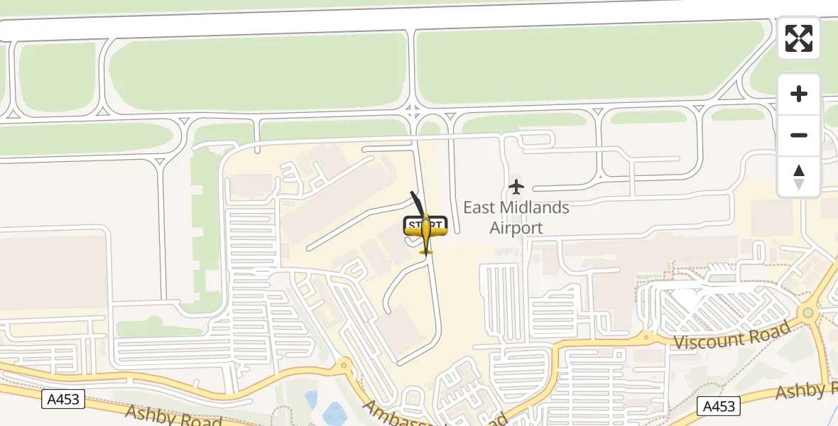 Flight route map: Police Aircraft to East Midlands Airport, East Midlands Airport