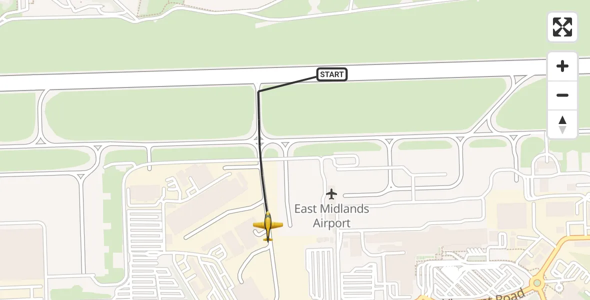 Flight route map: Police Aircraft to East Midlands Airport, East Midlands Airport