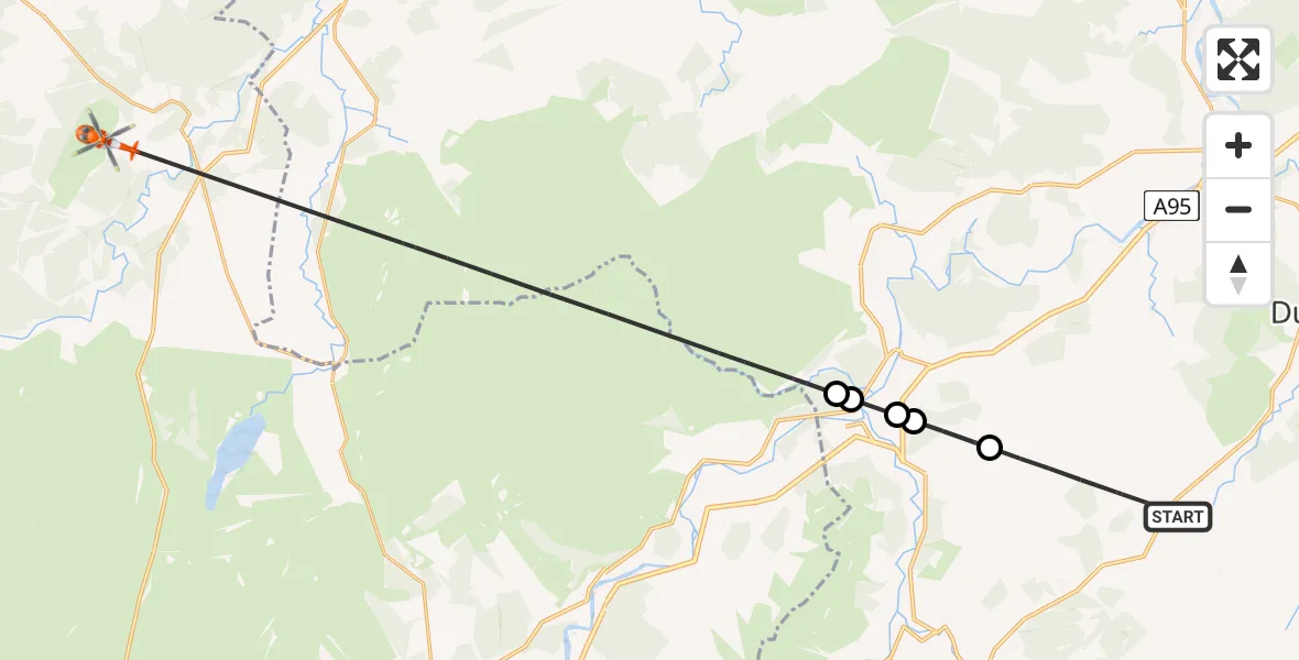 Flight route map: Coastguard Helicopter to Ballindalloch