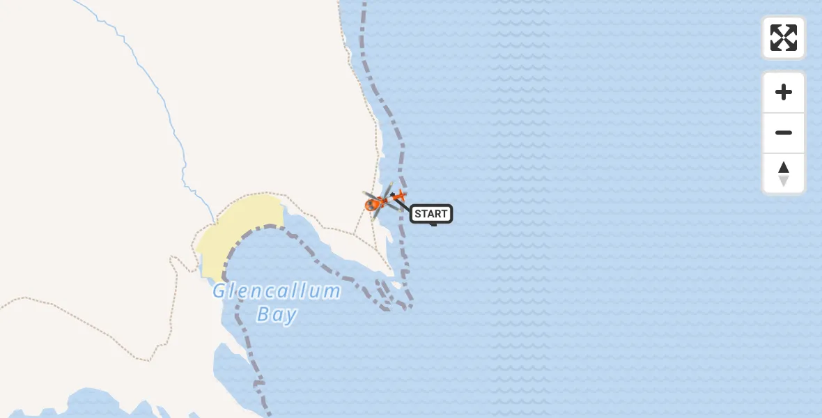 Flight path map showing Coastguard Helicopter route from Inner Seas to Inner Seas
