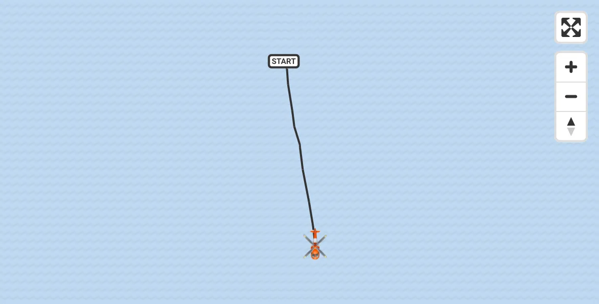 Flight path map showing Coastguard Helicopter route from North Sea to North Sea