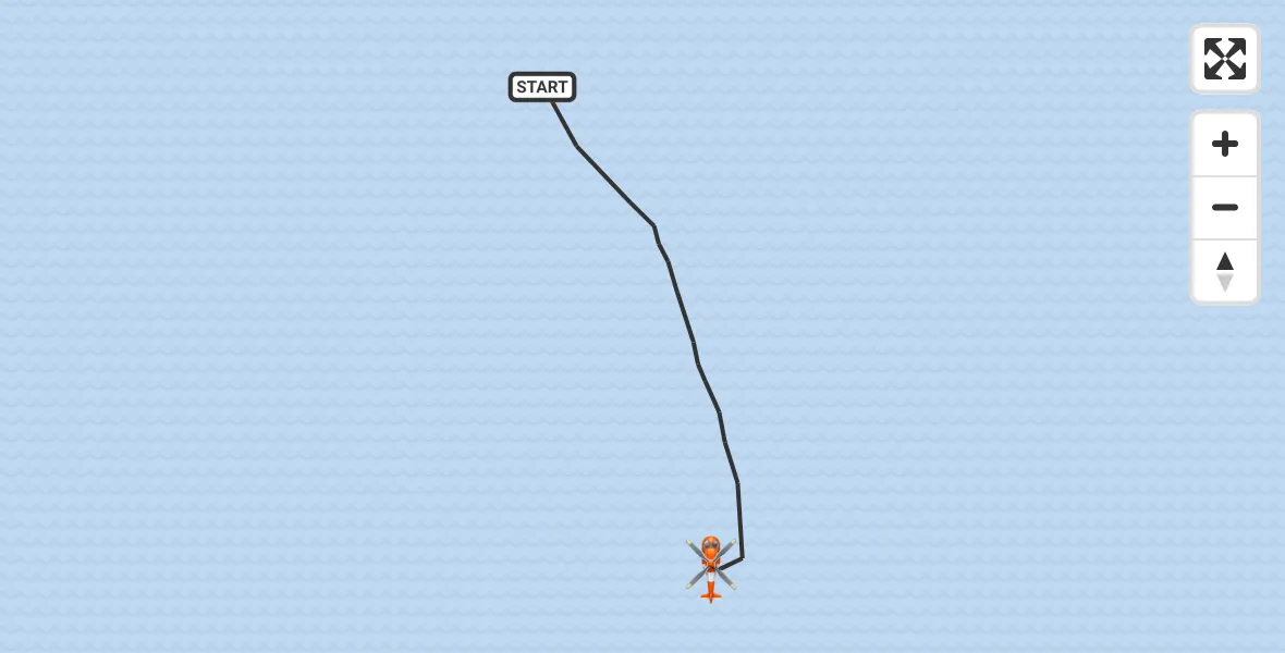 Flight path map showing Coastguard Helicopter route from North Sea to North Sea