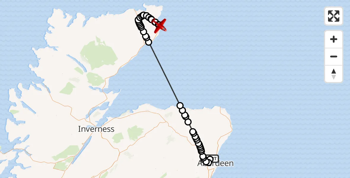 Flight route map: Air Ambulance Aircraft to Wick John O'Groats Airport, Wick John O'Groats Airport