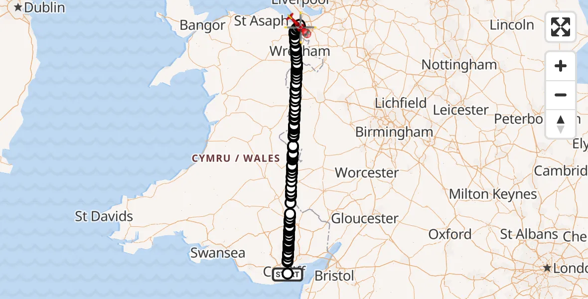 Flight route map: Air Ambulance Helicopter to Garden City, Garden City