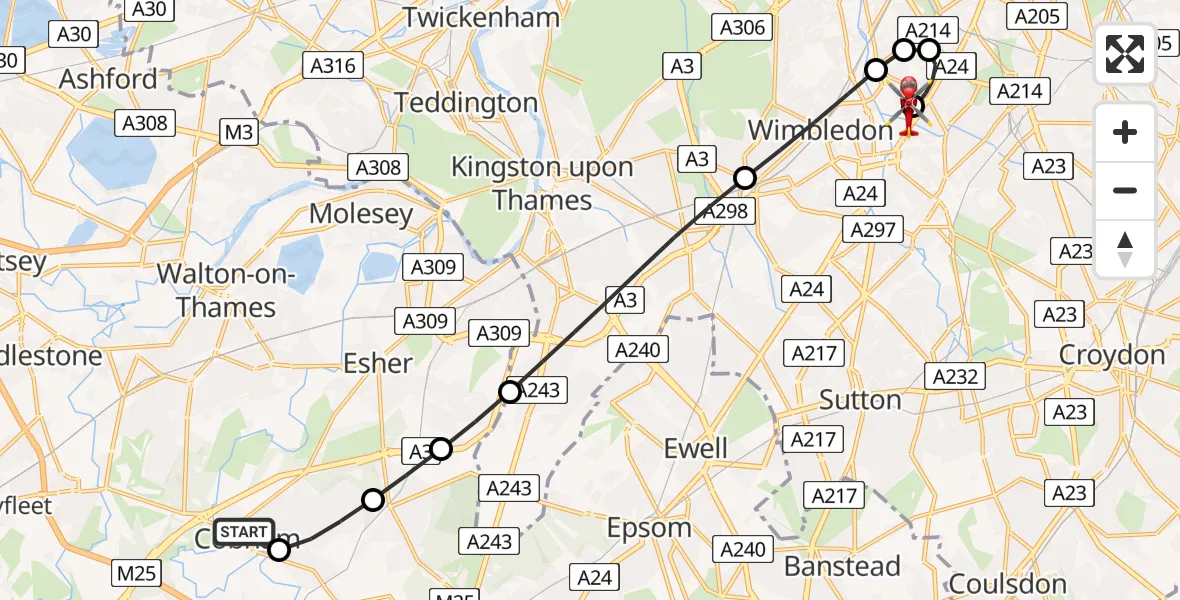 Routekaart van de vlucht: Air Ambulance Helicopter to St Georges Hospital, St Georges Hospital