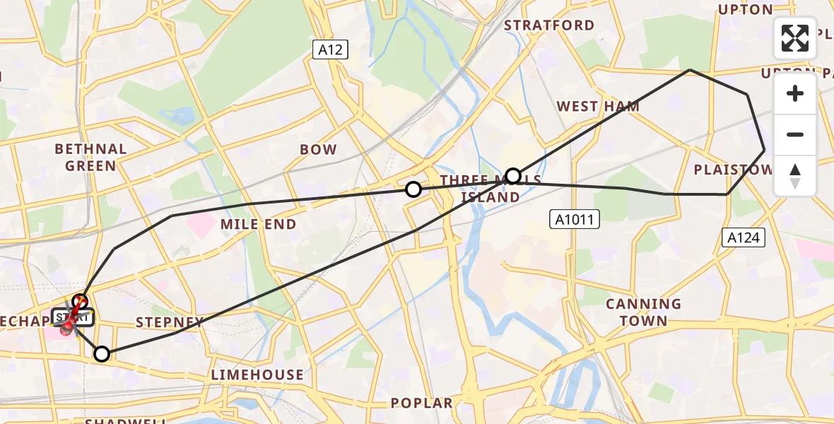 Routekaart van de vlucht: Air Ambulance Helicopter to Royal London Hospital, Royal London Hospital