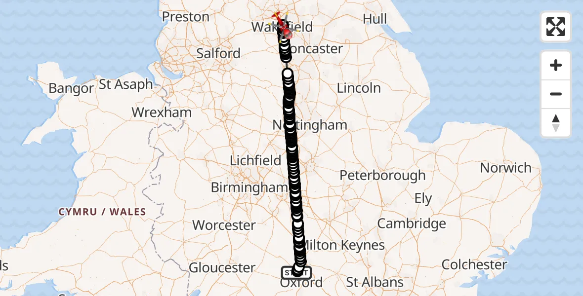 Flight route map: Air Ambulance Helicopter to Newton Hill, Ash Road