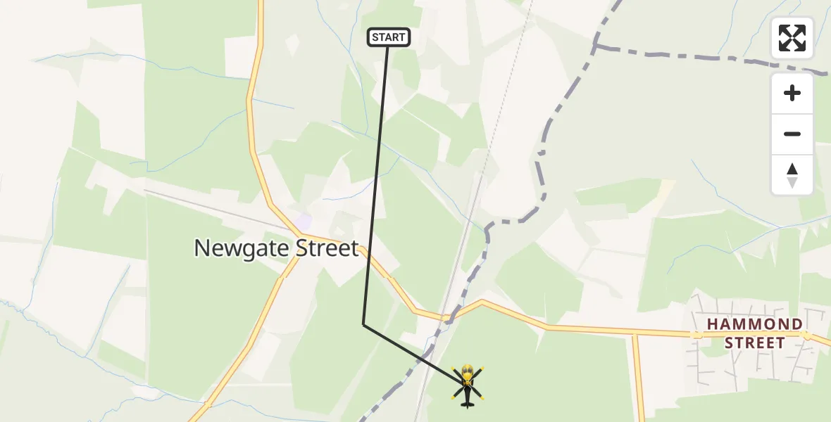 Routekaart van de vlucht: Police Helicopter to Broxbourne, Darnicle Hill