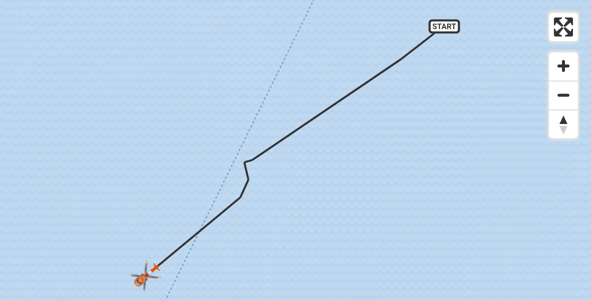 Flight route map: Coastguard Helicopter to Irish Sea, Irish Sea
