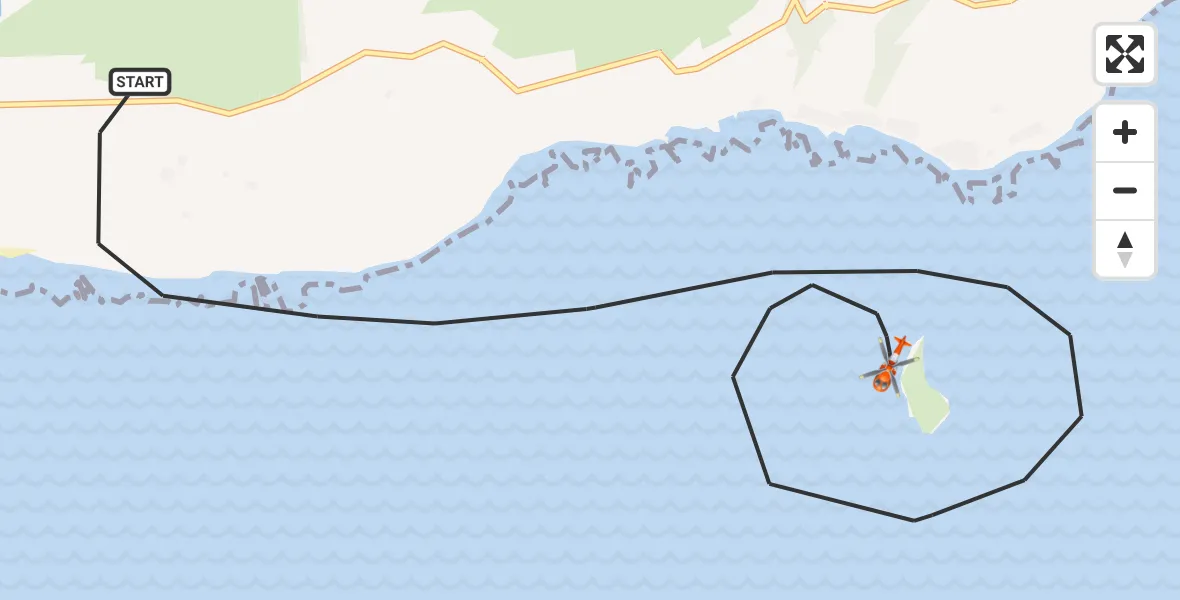 Flight path map showing Coastguard Helicopter route from Inner Seas to Inner Seas