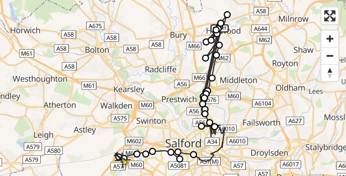 Routekaart van de vlucht: Police Helicopter to Manchester Barton Aerodrome, Manchester Barton Aerodrome