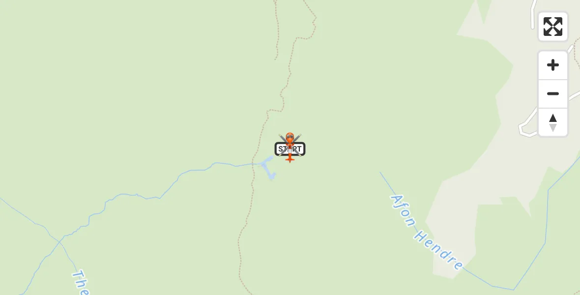 Flight path map showing Coastguard Helicopter route from Trefriw to Trefriw