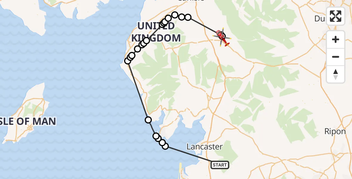 Flight route map: Air Ambulance Helicopter to Culgaith, B6412