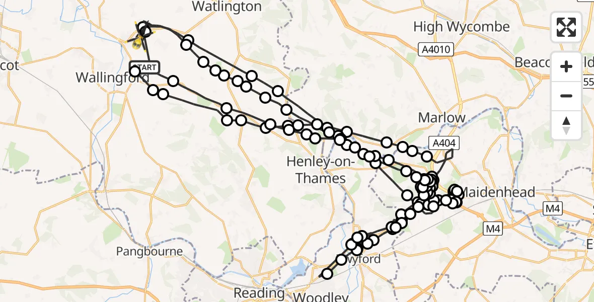 Flight route map: Police Helicopter to Benson, Brook Street