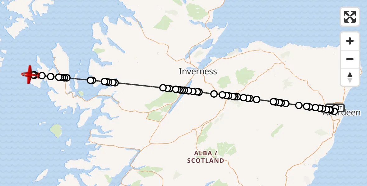 Flight route map: Air Ambulance Aircraft to Glendale - Gleann Dail, B884