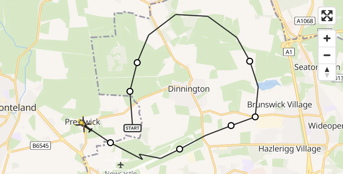 Flight route map: Police Helicopter to Prestwick, Prestwick Road