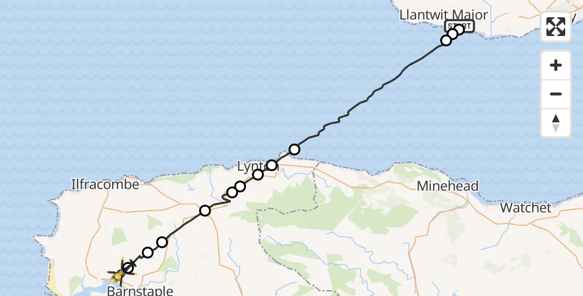 Flight route map: Police Helicopter to Ashford, Ashford