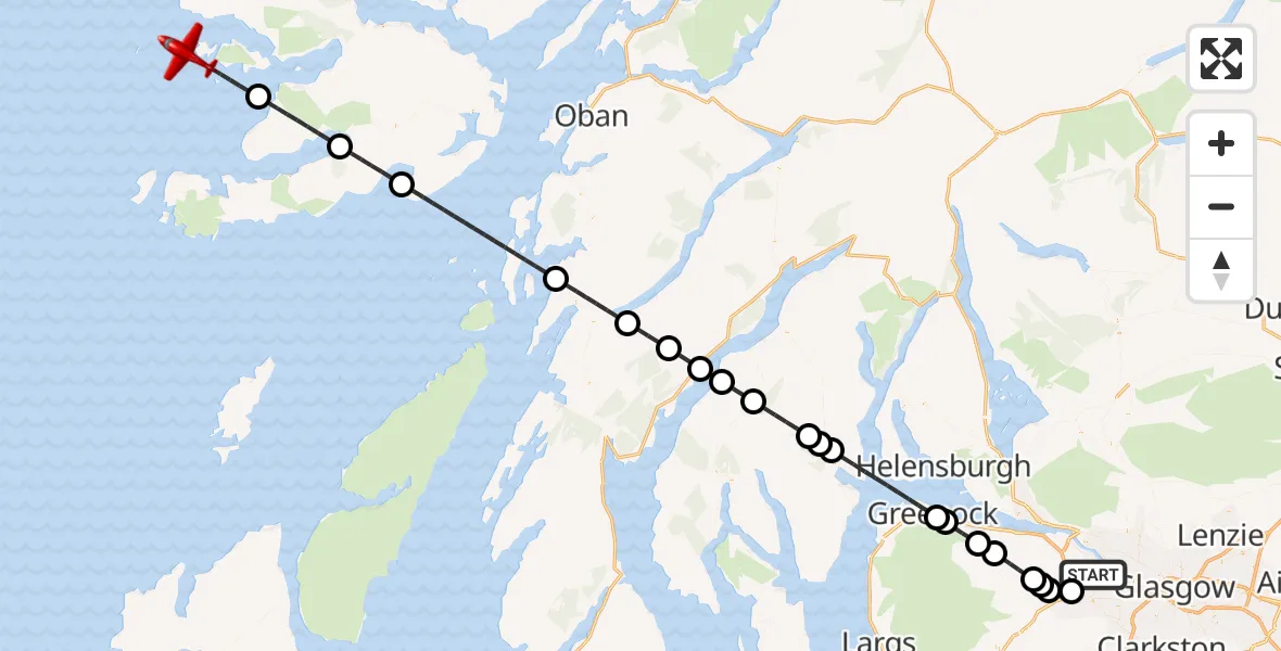 Routekaart van de vlucht: Air Ambulance Aircraft to Inner Seas