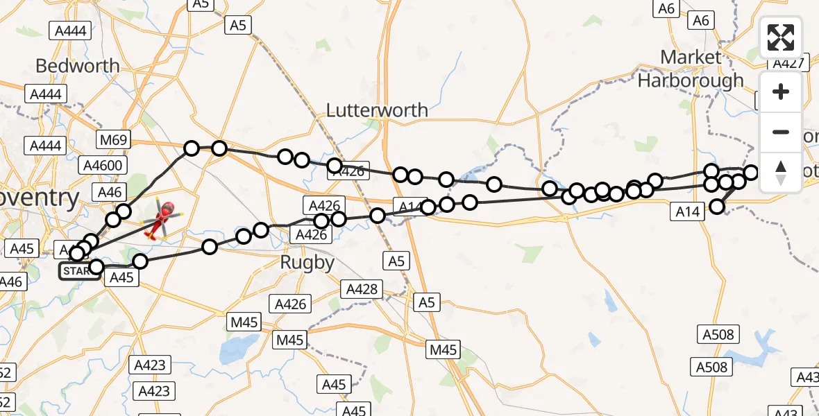 Routekaart van de vlucht: Air Ambulance Helicopter to Brandon, Gossett Lane