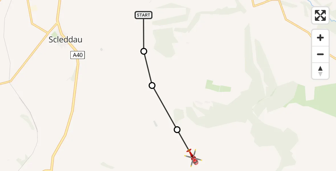 Routekaart van de vlucht: Air Ambulance Helicopter to Puncheston, Puncheston