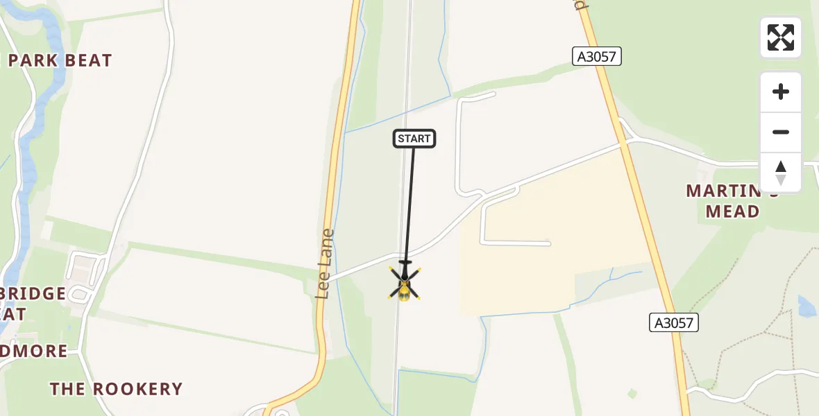 Routekaart van de vlucht: Police Helicopter to Upton, Lee Drove