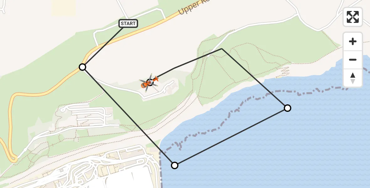Routekaart van de vlucht: Coastguard Helicopter to Langdon Battery Heliport, Langdon Battery Heliport