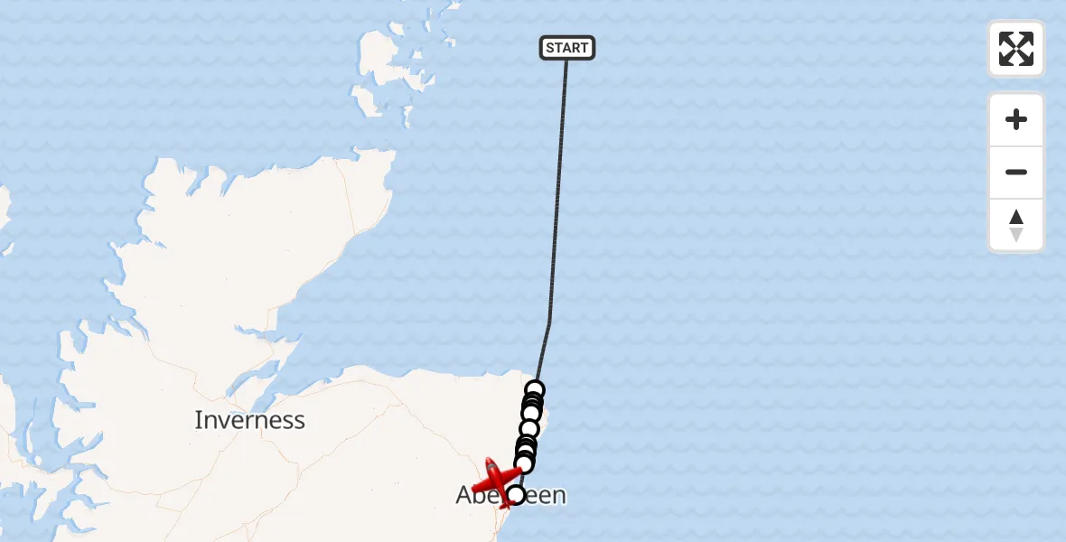 Flight route map: Air Ambulance Aircraft to Aberdeen International Airport, Aberdeen International Airport