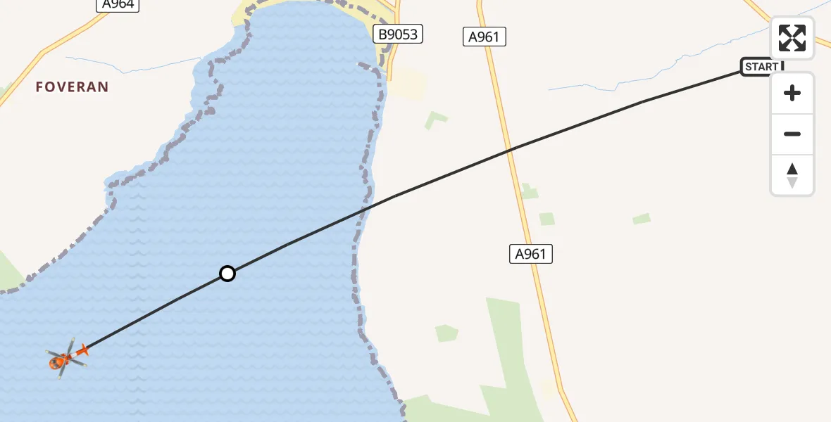 Routekaart van de vlucht: Coastguard Helicopter to Foveran, Deerness Road