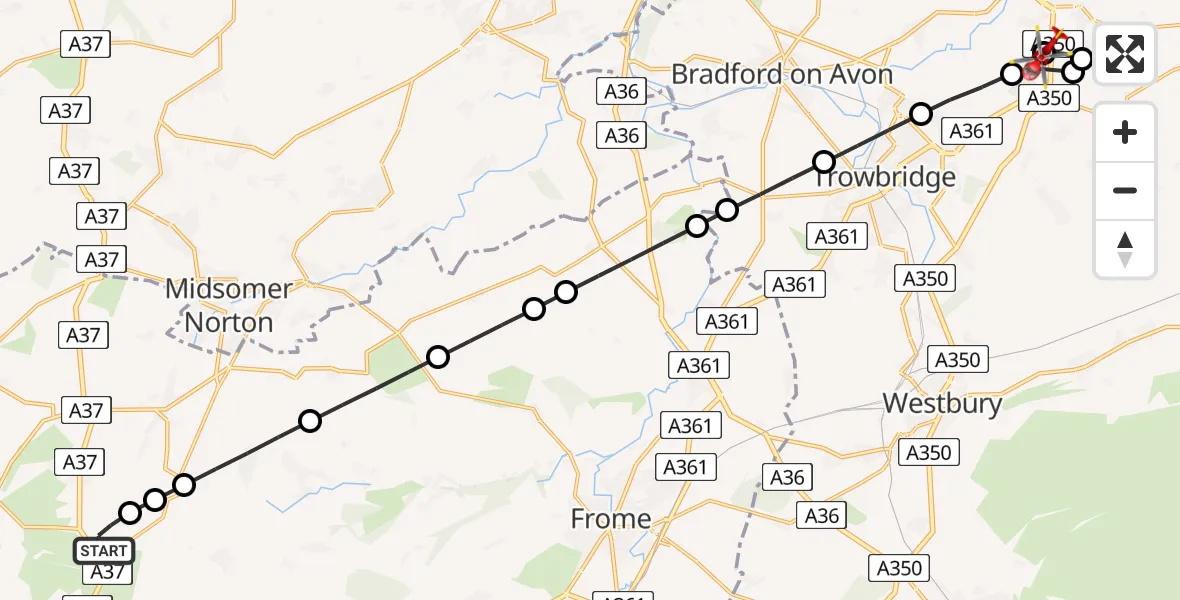 Routekaart van de vlucht: Air Ambulance Helicopter to Wiltshire Air Ambulance, Wiltshire Air Ambulance