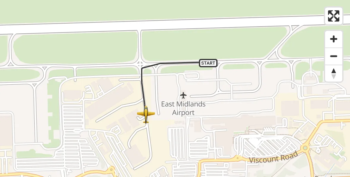 Flight route map: Police Aircraft to East Midlands Airport, East Midlands Airport