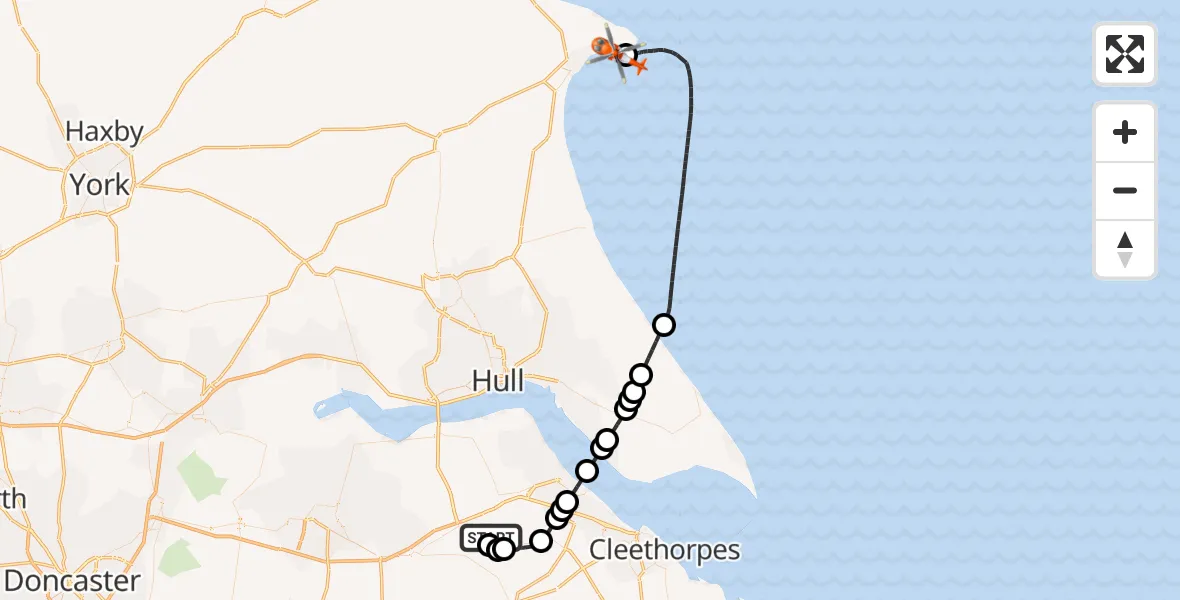 Flight route map: Coastguard Helicopter to Flamborough, Flamborough